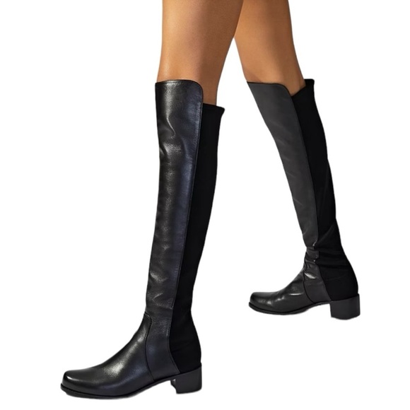 Stuart Weitzman 50/50 Reserve Over The Knee Black Nappa Leather Boots Size 7.5
